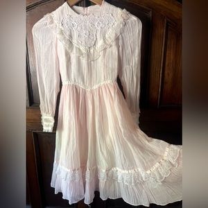 Gunne Sax Jeunes Filles Powder Pink Prairie Dress Girls Size 7-8